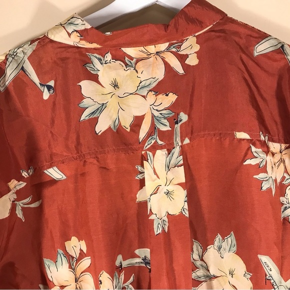 Men’s Summa Hawaiian XL Button Down Shirt Rust Colour Silk and Nylon. Vacation - Picture 5 of 9
